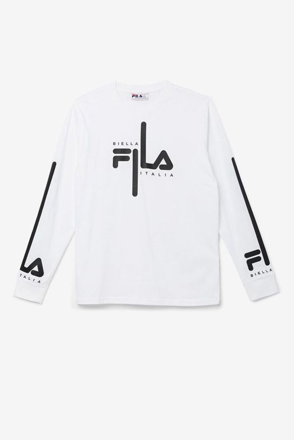 Camisetas Fila Homem Branco/Pretas - Fila Martino Manga Comprida Portugal Online,SREW-25716